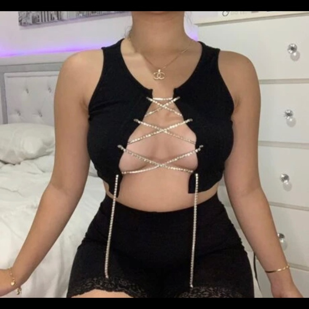 Lace up crop top